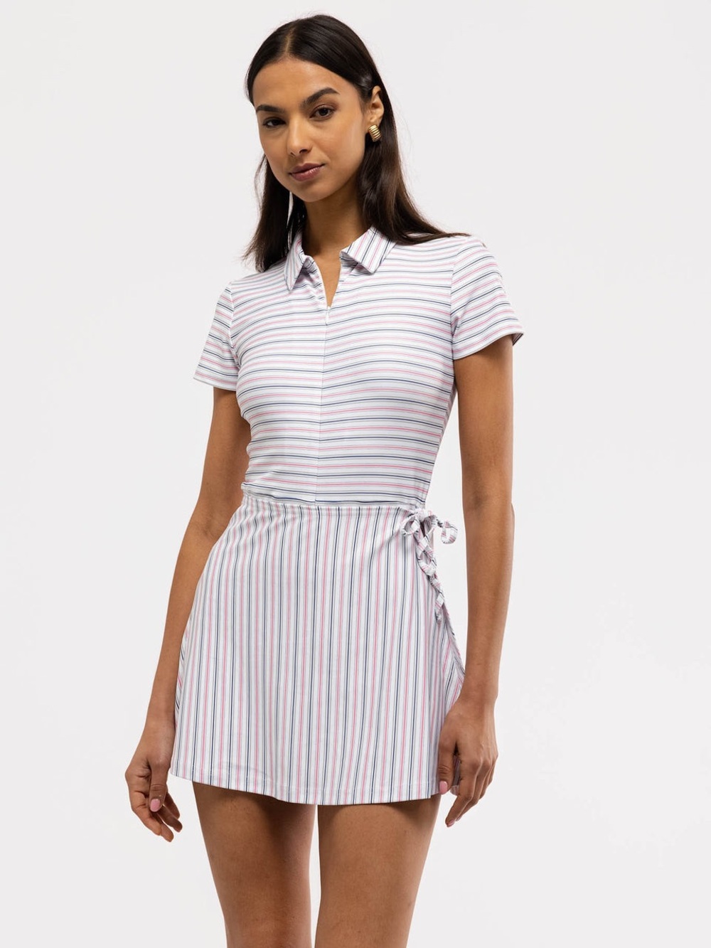 Smith & Quinn Ivy Striped Pink & White Mini Dress with Tie Waist